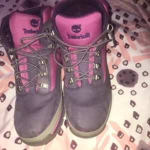 Pink and purple girl timberlands